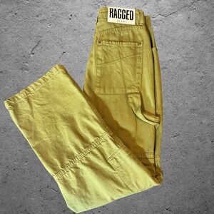 Ragged Jeans Mens 30 Green Cargo Carpenter Wide Leg Utility Y2K Skater Pants